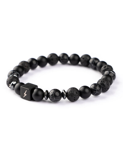 YNRA natural black lava onyx stone bracelet You'll never rave alone 