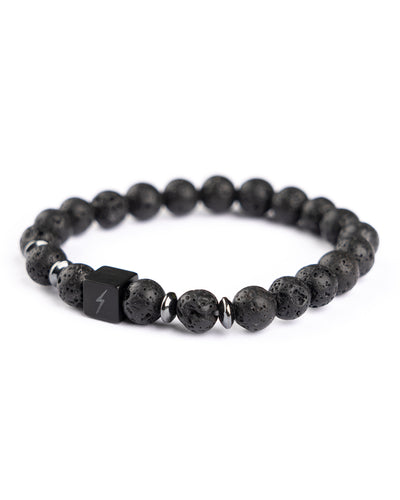 YNRA natural black lava stone bracelet You'll never rave alone
