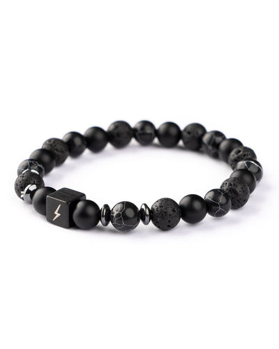 YNRA natural black lava onyx stone bracelet You'll never rave alone