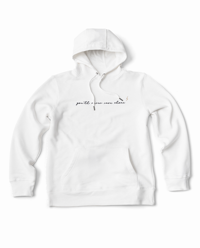 YNRA hoodie unisex white you'll never rave alone