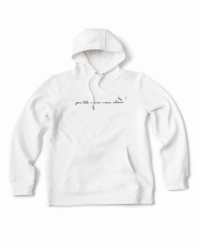 hoodie unisex white you'll never rave alone